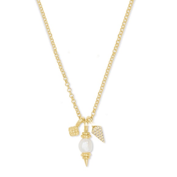 KENDRA SCOTT • Gold Demi Charm White Baroque Pearl Necklace - Picture 3 of 4
